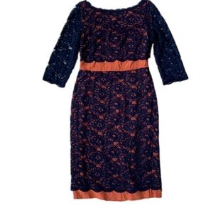 Boden Navy and Coral Lace Dress